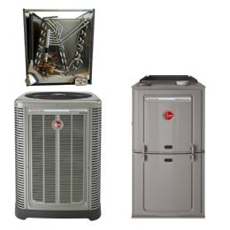 2 Ton Rheem 20.5 SEER 80% AFUE 100,000 BTU Two-Stage Variable Speed Upflow/Horizontal Gas Furnace Split System